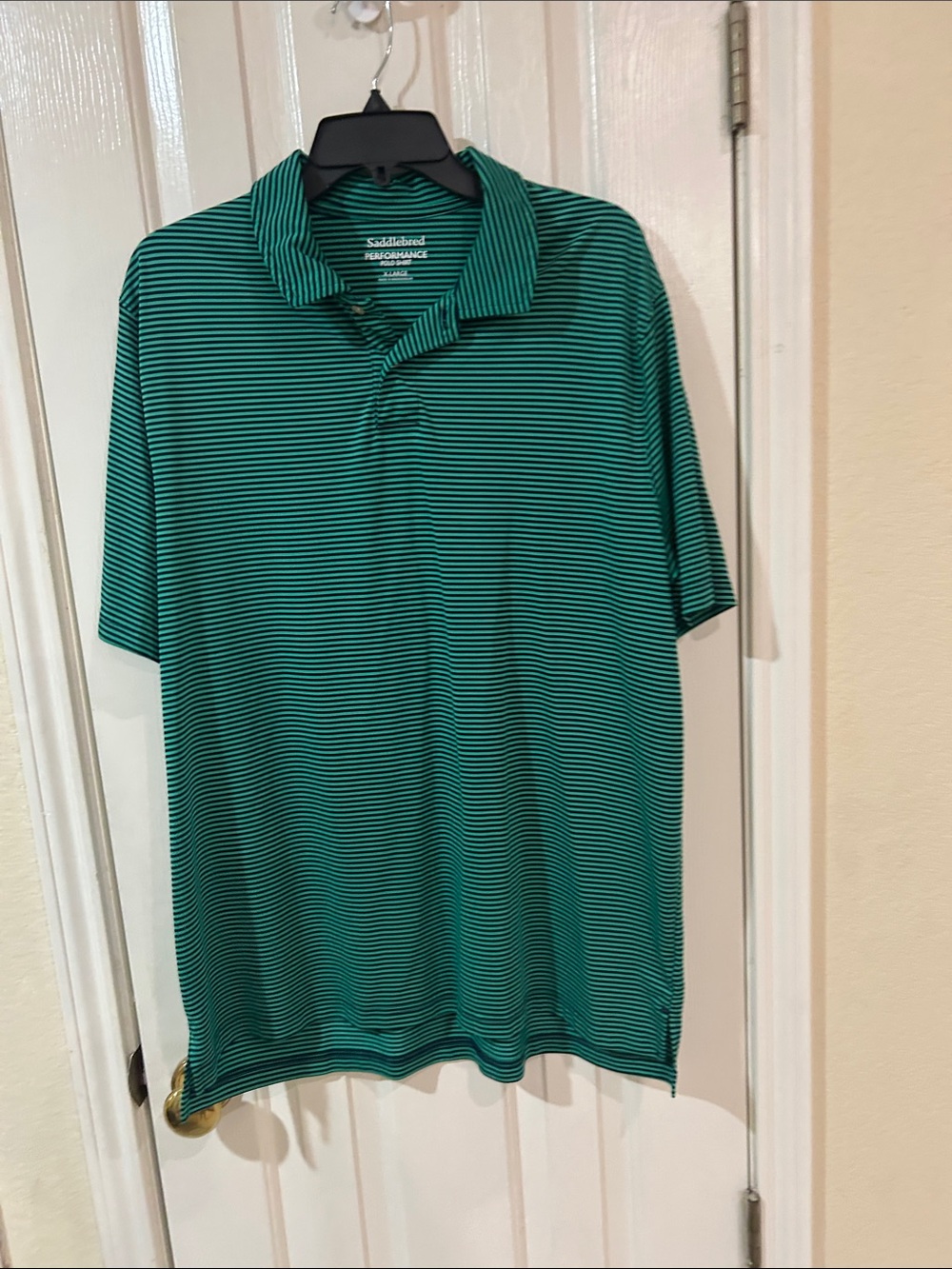 Men’s Green Striped Polo Shirt Saddlebred Performance shirt